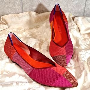 Rothy's Pink & Red Colorblock Pointed Toe Flats